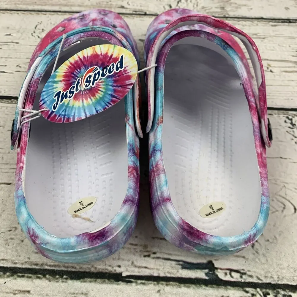 Just Speed Kids Clogs w/ Strap Tie Dye [Girls Size 6] NEW‎